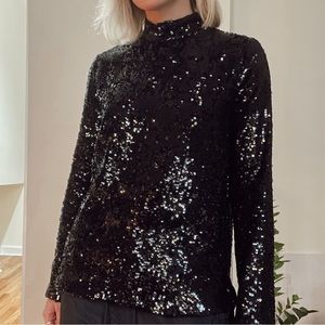ZARA Sequin Mockneck Top